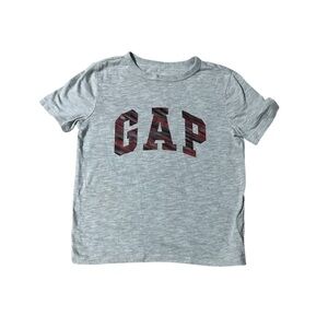 GAP Short Sleeve Grey Tee for Kids with Red Plaid Logo